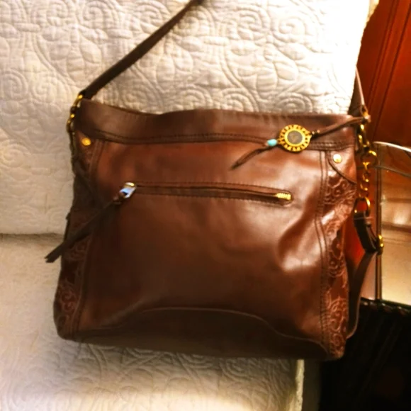 The Sak Bags The Sak Tahoe Brown Tooled Leather Shoulder Bag